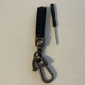 Mazda key fob Keychain in black leather NWT